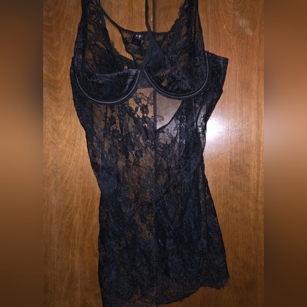 Frederick's of Hollywood Black Lace Chemise